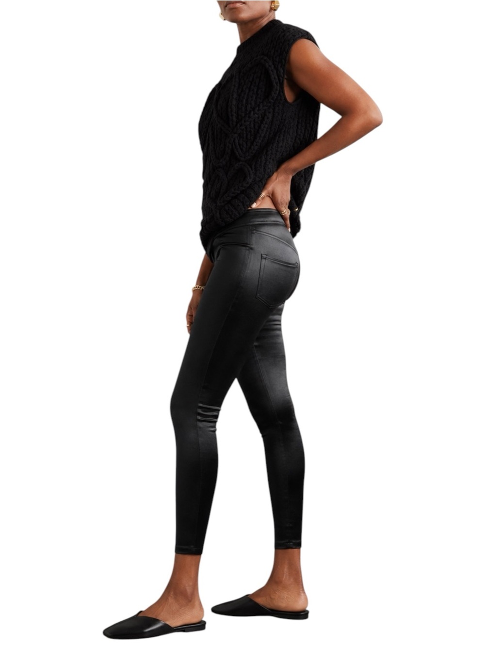 ISABEL MARANT Erna Metallic Satin Stretch Skinny Pants US 2 XS - Picture 2 of 15